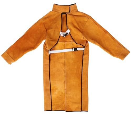 Joskeijky 120Cm Schweiß SchüRze Flammhemmend Langarm SchweißEr Schutz Kleidung Spalt Leder