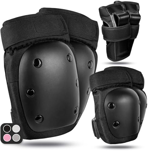 LeapBeast Inliner Schoner Erwachsene und Jugendlich,für Inliner, Skateboard, 6 in 1 Schutzausrüstung zum Inliner Skaten, mit Knieschoner,Ellenbogenschützer & Handschoner (Schwarz, L)