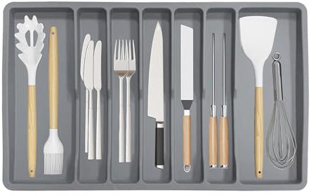 Organiseur de tiroir de cuisine – Plateau à couverts réglable, support de tiroir de couverts | Support d'argenterie portable avec séparateurs, plateau de rangement compact pour ustensiles d'intérieur,