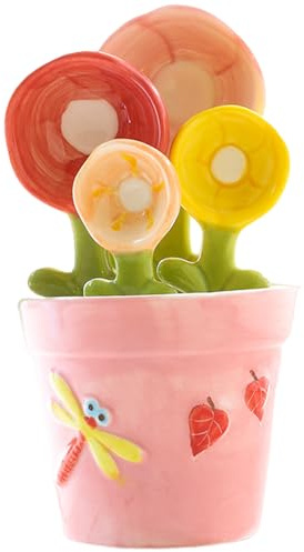 Ceramic Cactus Measuring Spoons in Decorative Flower Pot for Home Kitchen, Style 2