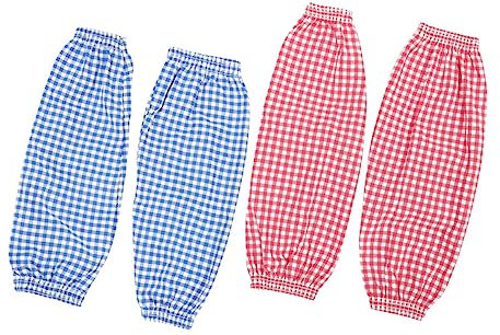 HOMOCONO 2pairs Plaid Multi-function Oversleeves for Cooking Water-resistant Arm Covers Reusable Protective Sleeves for Kitchen Use