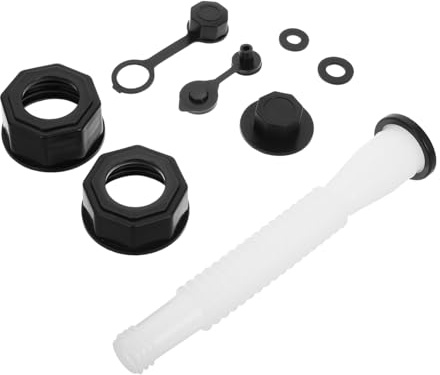 TOPPERFUN Kit di Sostituzione Beccuccio Serbatoio Carburante con Dado Esagonale, Tubo Filettato in Ferro, Tappo Ventilato Antigoccia per Taniche Benzina e Gasolio