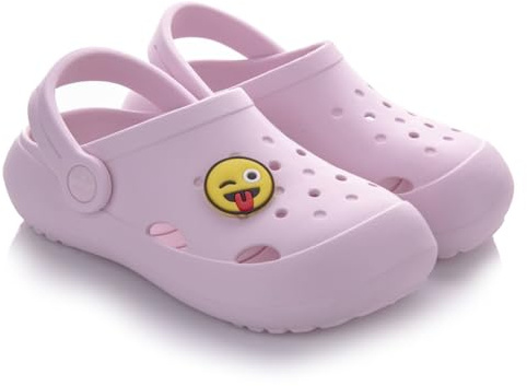 LEMIGO Leichte Kinder Clogs Eva mit Pin Jungen und Mädchen Gartenschuhe Badelatschen Hausschuhe G. 23-36 EU, 880 Lemigoose (Rosa, 23/24)
