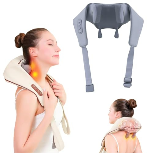 HiZoo - Neck & Shoulder Massager Kabelloses Nackenmassagegerät mit Wärme, 4D Shiatsu Massagegerät für Nacken, Schulter und Beine, Elektrisches Massagegerät, ideal als Geschenk