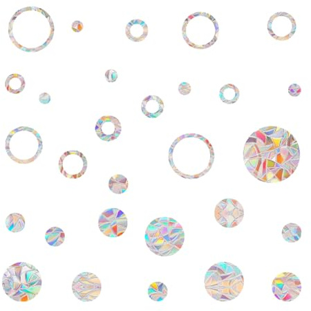 Rnigra 29 PCS Anti Collision Window Stickers, Suncatcher Stickers, Rainbow Window Film, Rainbow Window Clings for Glass Windows, Rings and Circles