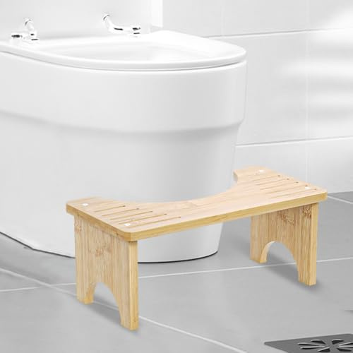 Toilettenhocker aus Bambus, Bamboo Bath Bench für Erwachsene, Rutschfester Squatty Potty Hocker, Entlasten Sie Den Darm, WC Hocker für natürliche und Bequeme Ausscheidung