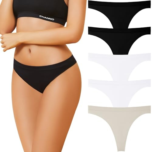 Channo Tanga Sin Costuras para Mujer: Suave de Licra e Ideal para el Día y la Noche Pack de 5 Surtido M