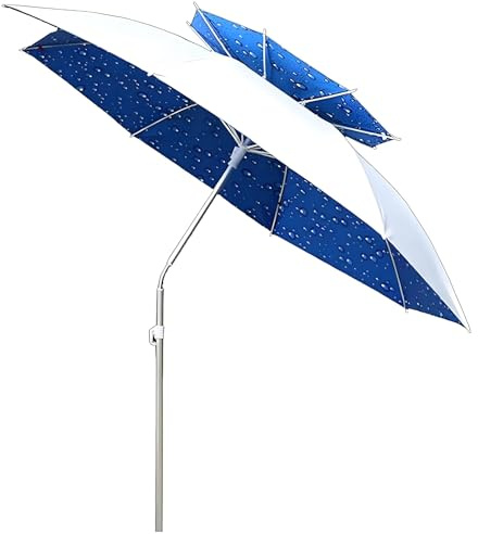 Ombrellone da Giardino Portatile Antivento, Ombrellone da Spiaggia con Molla Regolabile a 360°, Palo in Alluminio, con Forcella da Terra e Borsa(220cm/7.2ft)