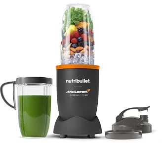 nutribullet Pro 900 X McLaren F1 Team - Batidora Pers. 900ml y 500ml Gris | Batidora de Smoothies, Cuchilla Extractora de Acero Inoxidable, Vasos Tritan de 900 Ml y 500 Ml, 2 Tapas, NB907GO-MC