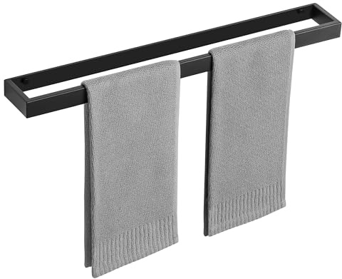 SAYAYO Handtuchhalter Schwarz Wand Bad Gästehandtuchhalter Edelstahl 60CM | Handtuchhalter Badezimmer Wandmontage, Handtuchstange mit Bohren für Badezimmer und Küche