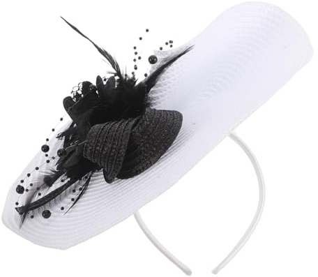 POPETPOP Chapeau Fascinateur Mariage Femme avec Plume et Fleur Élégant Accessoire Fait Main Décor Délicat pour Cérémonie Fête et Banquet Style Romantique et Unique