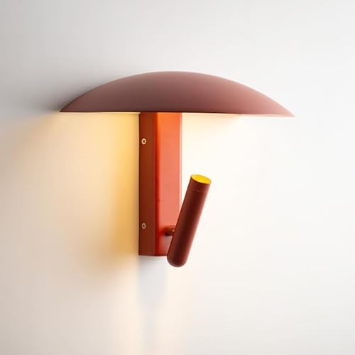 B·LED BARCELONA LED Aplique de Pared para Lectura “AKARI” 3W LED 2700K, Luz Cálida – Cabezal Orientable – Interior – Rojo Terracota – Estilo Moderno – Dormitorio, Mesilla Noche, Hotel