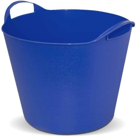 blizz-z Anrühreimer flexibel - 42 Liter - Höhe: 38 cm, Ø36 cm - 1 Stück | blau - rund - verformbarer Transporteimer, Futtereimer mit 2 Handgriffen - Plastikkorb mit Henkel - Made in EU