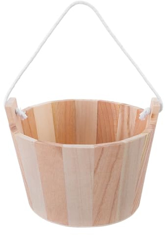 Sosoport Sauna Holzeimer mit Naturseilgriff Handgefertigtes Saunazubehör Mittelgroßer Holz Eimer für Sauna Duschen und Spa Zubehör zu Hause