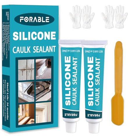 Silicone Caulk Clear Silicone Sealant Waterproof Stronger Adhesion for Kitchen & Bathroom, Window, Door 20ml * 2 Pack