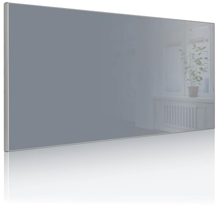 banjado Magnettafel Metall 78 x 37cm - beschreibbare Magnettafel - Metall Pinnwand als Memoboard - Magnetwand Küche, Büro, Kinderzimmer Grau inkl. 4 Magnete & Montageset - Farbe Schiefergrau
