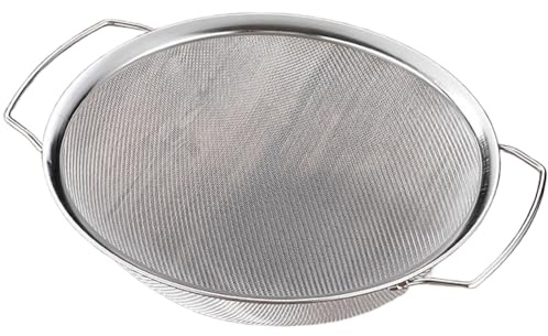 Getdoublerich Tapa de acero inoxidable con asa plegable y filtro separador de aceite, protector contra salpicaduras para sartenes de hasta 13 pulgadas, color plateado