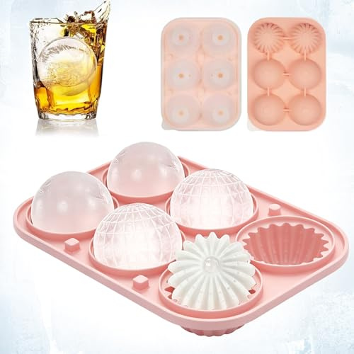 FISH DRAGATE Silikonishink med 6 hål, kylare med lock, isform, stor återanvändbar ishink, whisky vin ishink barnmat, bpafri, rosa