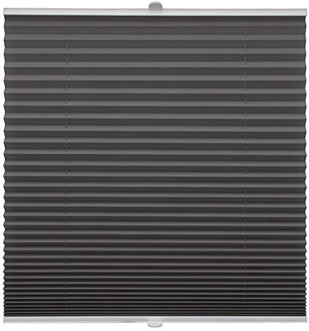 Plissee auf Maß für alle Fenster Montage Glasleiste Blickdicht mit Spannschuh Sonnenschutzrollo Dunkelgrau Breite: 71-80 cm, Höhe: 101-150 cm