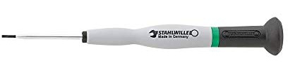 Stahlwille 47513007 4751 Precision Slotted Screwdriver, 0.40mm x 2.50mm, 75mm Blade, Rotatable Cap, Black Tips, for Electronics Technicians, Made in Germany