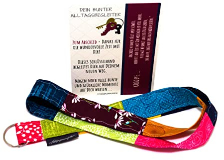Lieblingsmanufaktur Buntes Schlüsselband als Abschiedsgeschenk für die Kollegin, Freundin - Lebensfreude verschenken und ein buntes Abschiedslächeln aufs Gesicht zaubern