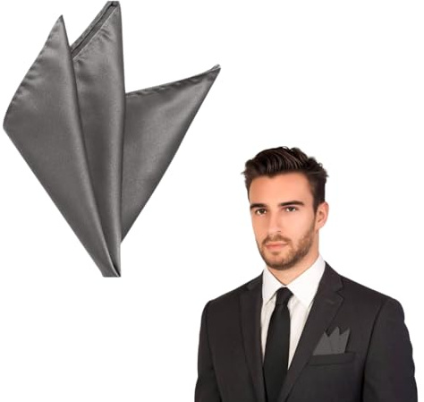 The Tie Co™ Satin Polyester Pocket Square – 28x28cm Handkerchief/Hanky for Suit Jackets, Weddings, Formal & Business Wear - Dark Grey