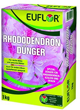 Euflor Rhododendron fertiliser folding box•Organic mineral NPK fertiliser 8 + 4 + 5 with 2% MgO • Special fertiliser for rhododendrons, azaleas, erriks, blueberries • With longlasting effect up to 3