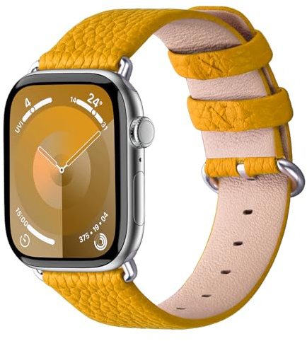 Fullmosa Compatible Bracelet Apple Watch 45/44/42/41/40/38mm Premium Cuir Véritable Bracelet de Remplacement, Compatible avec Apple Watch SE Séries 8/7/6 Séries 5/4/3/2/1 pour Hommes et Femmes