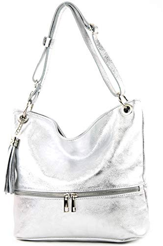 modamoda de T143 Damen Leder Schultertasche, handmade in Italy