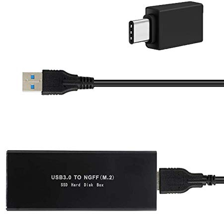 EasyULT Festplattengehäuse für NGFF to USB 3.0/Type-C Festplatten, M.2 SSD zu USB 3.0/Typ c Adapter Unterstützt NGFF SATA B/B+M Key M2 SSD 5 Gbps UASP Kompatibel für 2230 2242 2260 2280 SSD