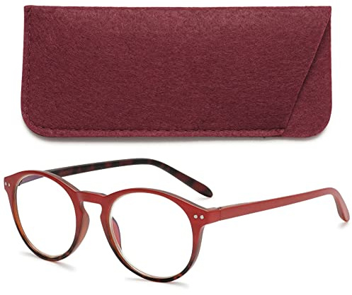 VEVESMUNDO Anti Blaulicht Lesebrillen Computer Damen Herren Federscharnier Klar Groß Runde Retro Vintage Vollrandbrille Lesehilfe Sehhilfe Blaulichtfilter Brille