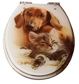 F-HOME Toilleten Sitz, Harz Harnstoff-Formaldehyd Tier Katzen Und Hunde Edelstahl Verlangsamen Spülung O U V Stiller Toilettensitz