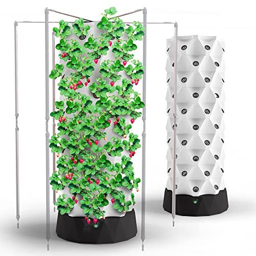 Nutrabinns Hydrokultur-Wachstums-System, vertikaler Turm | Automatisierter Aeroponik-Indoor-Turm, Garten mit LED-Wachstumsleuchten – Aquaponik-Anzucht-Set für Kräutergarten – 80 Töpfe