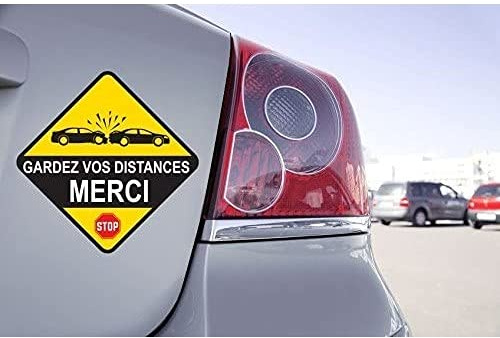 Bearn - Autocollant Gardez vos Distances voiture auto - Noir - Universel - Vinyle - Voiture - Sticker - 12 cm