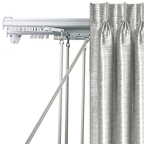 Domovina Adjustable Baton Draw Double Traverse Curtain Rod White/120-170