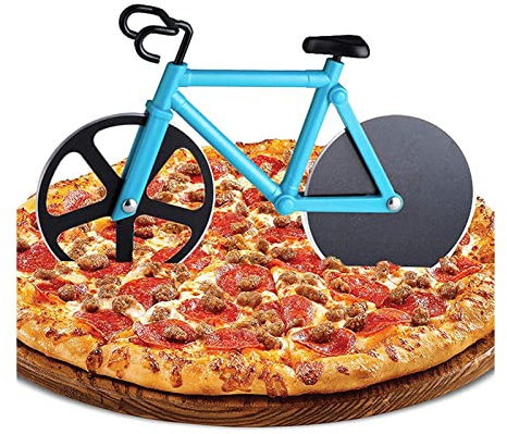 Roulettes à pizza Vélo créatif pizza couteaux couteaux cuisine non-bâton en acier inoxydable à deux roues vélo de vélo pizza couteau couteau pizza outils Couteau à Pizza ( Color : Blue )