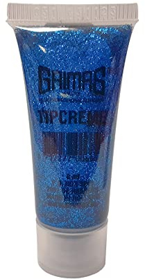 Grimas Tipcreme, 8ml, 031 Blau,hochwertige professionelle Glitzercreme, sehr hautverträglich, intensiver Kosmetikglitzer für Film,Theater, Karneval und Halloween Glitzerschminke