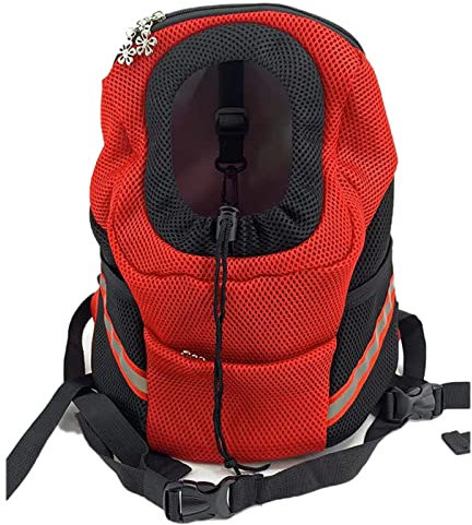 YCDZSW Katzen Hunde Rucksack Haustier vorne Brust Rucksäcke mit Komfortabel atmungsaktivem Head-Out-Design für Outdoor-Reisen/Radfahren/Wandern (M(0-3kg),Rot)