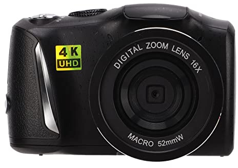 Sorandy 4K Digitalkamera, 48MP 16X Digital Zoom Kompaktkamera Fotokamera, Full HD Spiegelreflexkamera Fotoapparat mit 3.2'' IPS Bildschirm & Webcam Funktion, 128G Erweiterbar, USB Wiederaufladbare