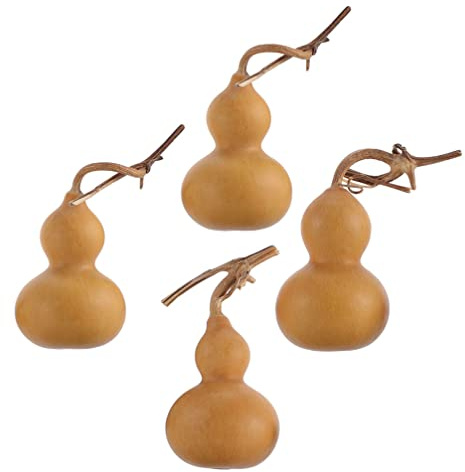 Abaodam 4pcs Natural Gourd Figurine Luck Gourd Wu Lou Statue Chinese Hu Lu Sculpture Home Feng Shui Decor Prosperity Decoration for Car Interior Office Desktop Decor for Prosperity and Good Luck