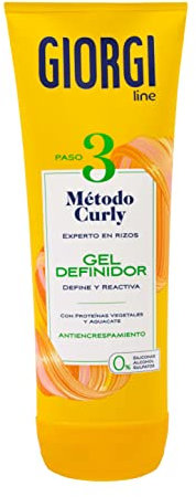 GIORGI Line - Gel Definidor, Método Curly, Rizos Espectaculares, 0% Alcohol, 0% Siliconas, 0% Sulfatos, Con Proteínas Vegetales y Aguacate - 250 ml