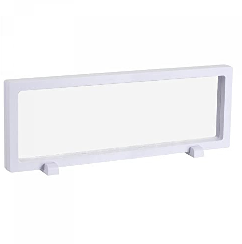 sourcing map Caja expositora flotante de película fina, marco ABS con base, 30 cm x 11 cm x 2 cm, color blanco, 1 unidad