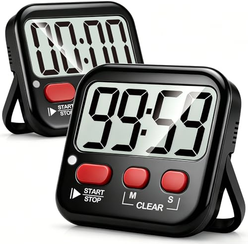 Antonki 2 Pack Digital Timer for Kids, Magnetic Countdown Kitchen Timers for Cooking, Egg, Classroom, Teacher, Exercise, Study, Oven - Battery Included