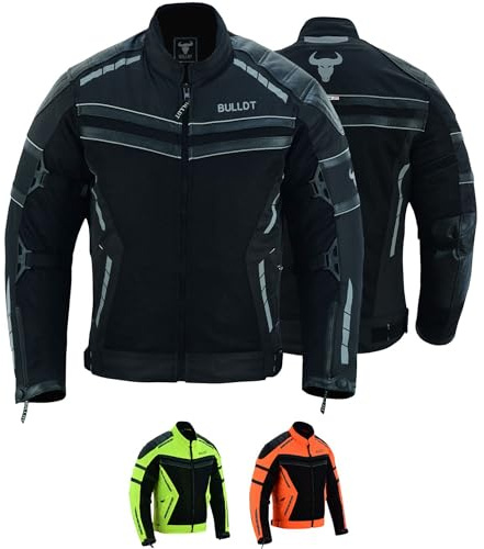 BULLDT Motorradjacke Herren sommer mit abnehmbar CE-Protektoren & Thermo-Futter - leichte Sommerjacke ATV Quad Scooter mit Tech-Mesh-Netz 360° Sicherheits-Reflektoren & Zipper-Taschen