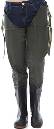 Pantalones De Pesca Impermeables De Punto Para Hombre, Zapatos De Agua Hasta La Rodilla, Pantalones De Pierna De PVC, Botas De Pesca Antideslizantes Para Exteriores, Botas De Pesca,Verde,41 EU