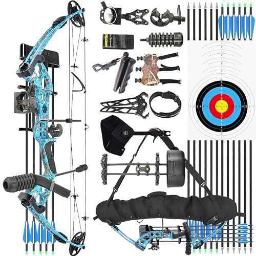 wolfman Bogenschießen Compoundbogen Set Erwachsene 30-55 LBS Jagdbogen Bogenfischen Compound Bogen und Pfeil Set mit Zubehör für Jagd Zielschießen Praxis Linkshänder Rechtshänder