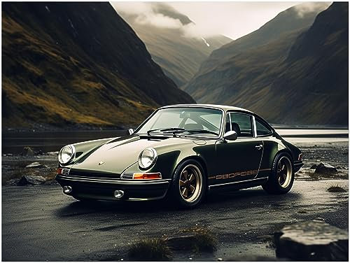 Generisch Poster - Porsche Oldtimer - Auto Sportwagen Kunstdruck Wandbild für Wohnzimmer, Kinderzimmer und Arbeitszimmer P229N (75x100 cm)