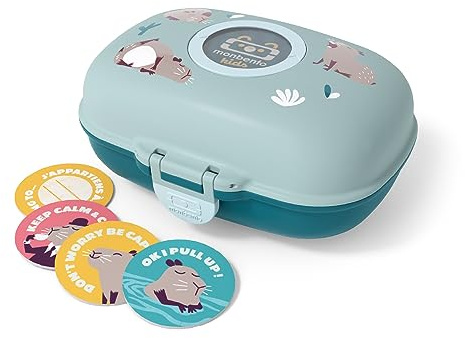 monbento - Caja de Merienda Infantil MB Gram Capy - Capibara - Caja de Merienda para Niños - Ideal Escuela o Parque - Sin BPA - Segura y Duradera - Azul Verde