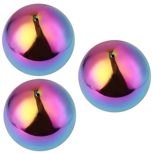 Didiseaon 3 Pcs Miroir De Table Globe De Bureau en Verre Coloré Décor Extérieur Boules De Contemplation en Métal Coloré Miroir Rond Boule De Métal Polyvalente Boutique Boule À Facettes