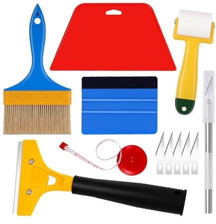 Desikixudy Juego de herramientas de alisado de papel pintado para pegar y quitar, kits de herramientas de suspensión con alisador.